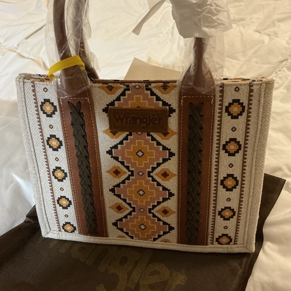Wrangler Ethnic Patterned Brown and Cream Tote